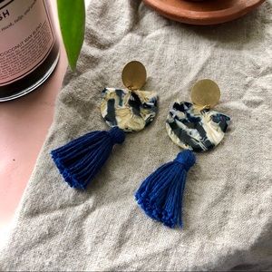 Raw Brass and Acetate Geometric Statement Earrings